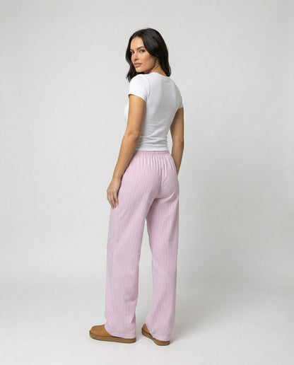 Damen Schlafhose Bequem mit Kordelzug Baumwolle