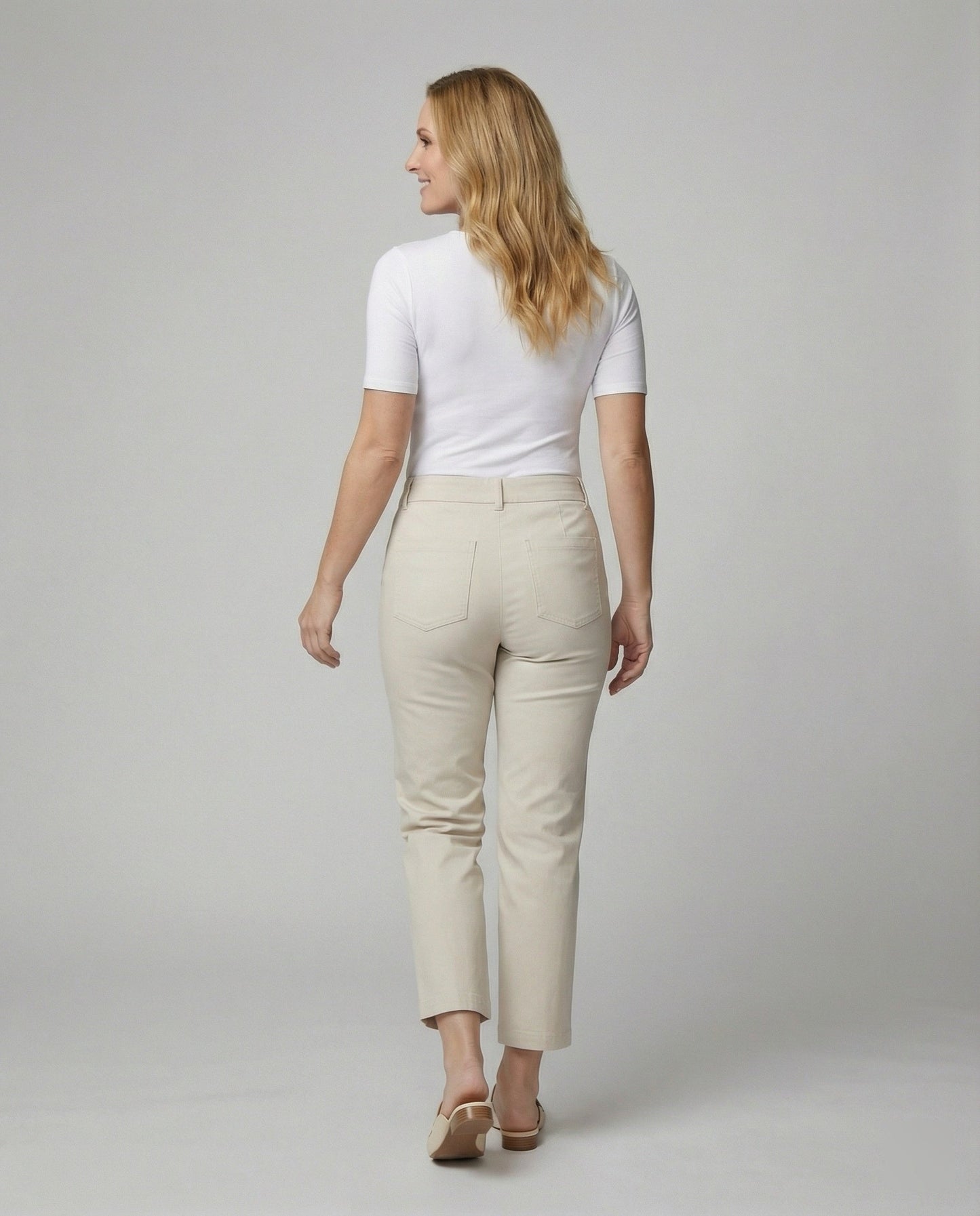 Damen Stoffhose High Waist Elegant Weite Bein