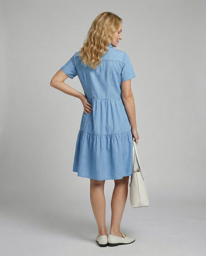 Damenkleid mit Taschen und kurzen Ärmeln Sommerskleid