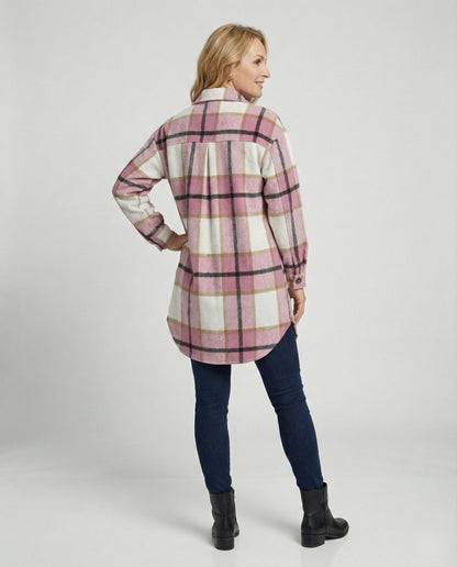 Damen Hemdjacke Kariert Lässig Oversized