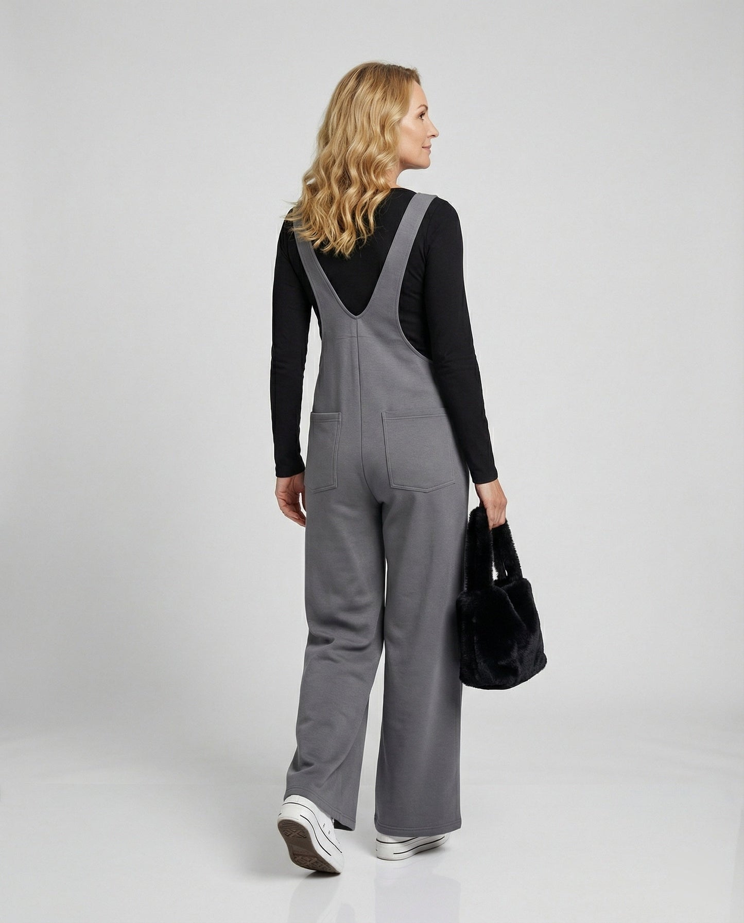 Damen Latzhose Bequem Weites Bein Trendy