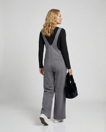 Damen Latzhose Bequem Weites Bein Trendy