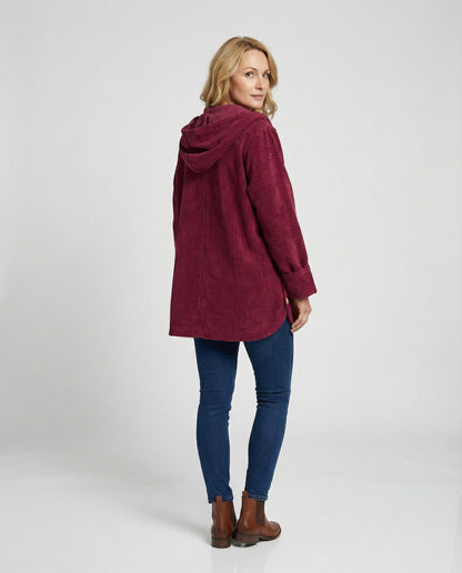 Damen Cordjacke Kapuzenjacke Warm