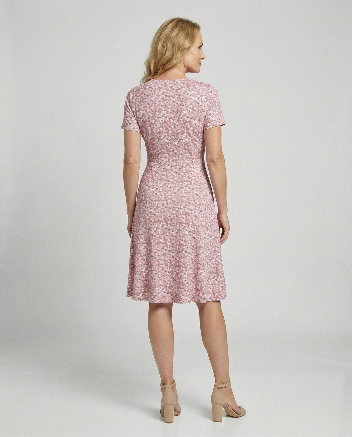 Blumenkleid Damen Wickelkleid Kurzärmelig Sommer