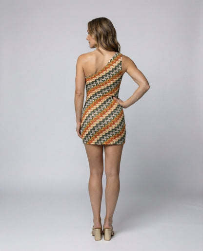 Asymmetrisches Minikleid Damen Modern Wellenmuster Berlin Style
