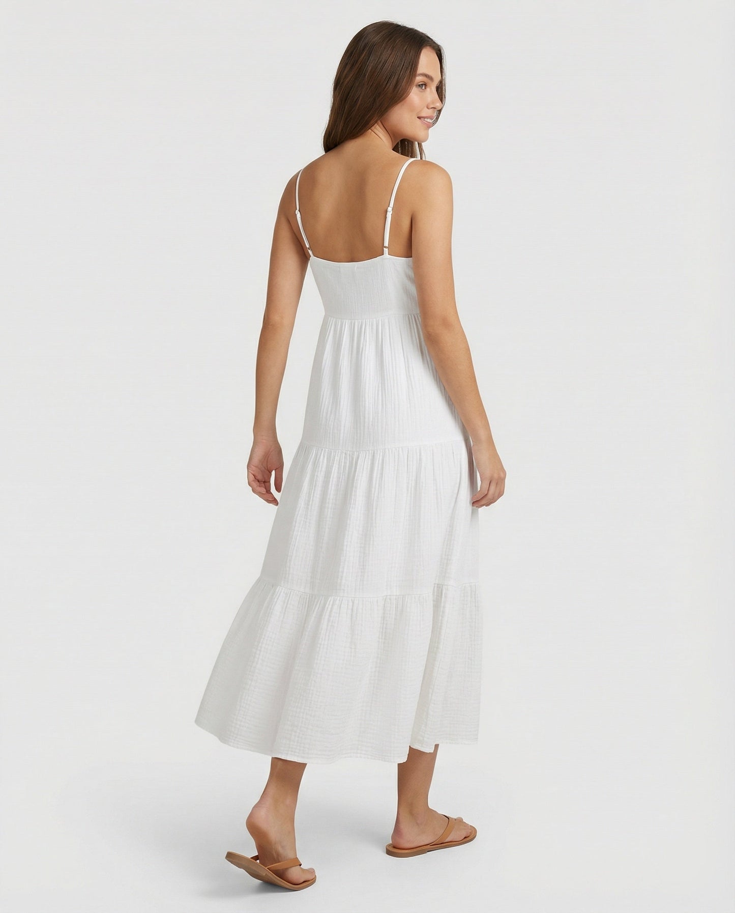 Damen Maxikleid Lang Rüschen Verstellbar Sommer
