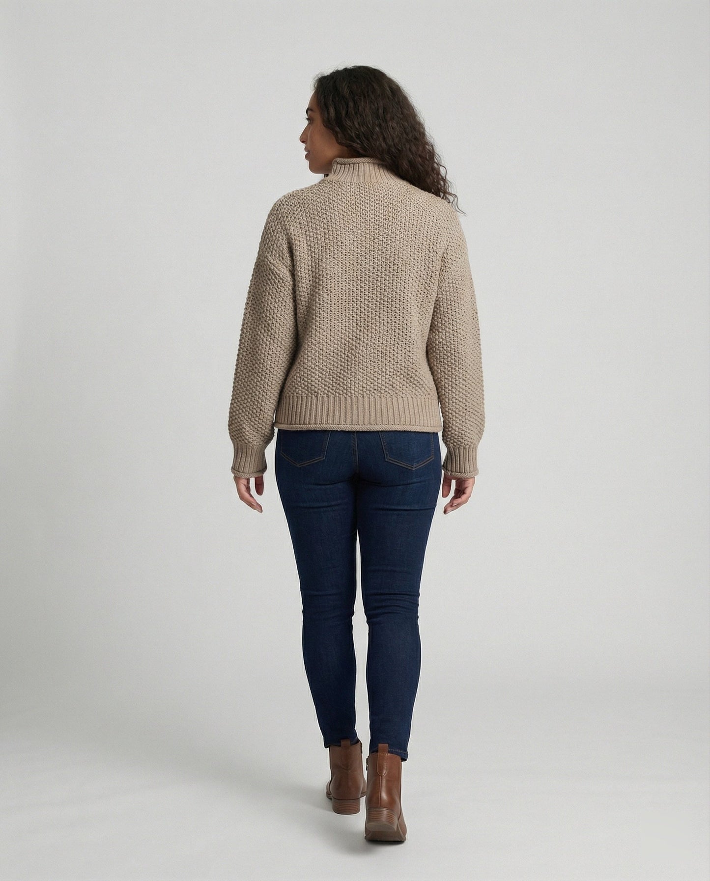 Damen Strickpullover Kuschelig Weit Ärmel Hochkragen