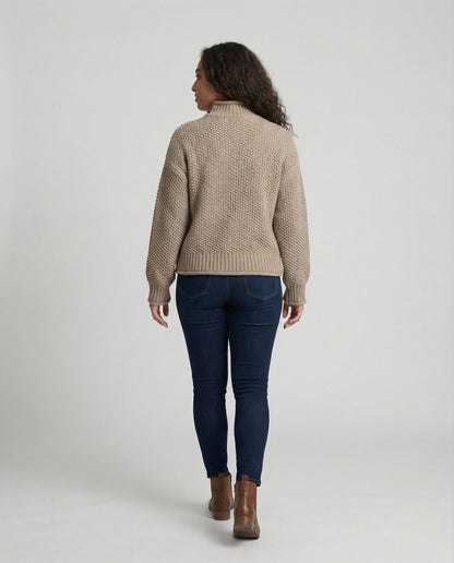 Damen Strickpullover Kuschelig Weit Ärmel Hochkragen