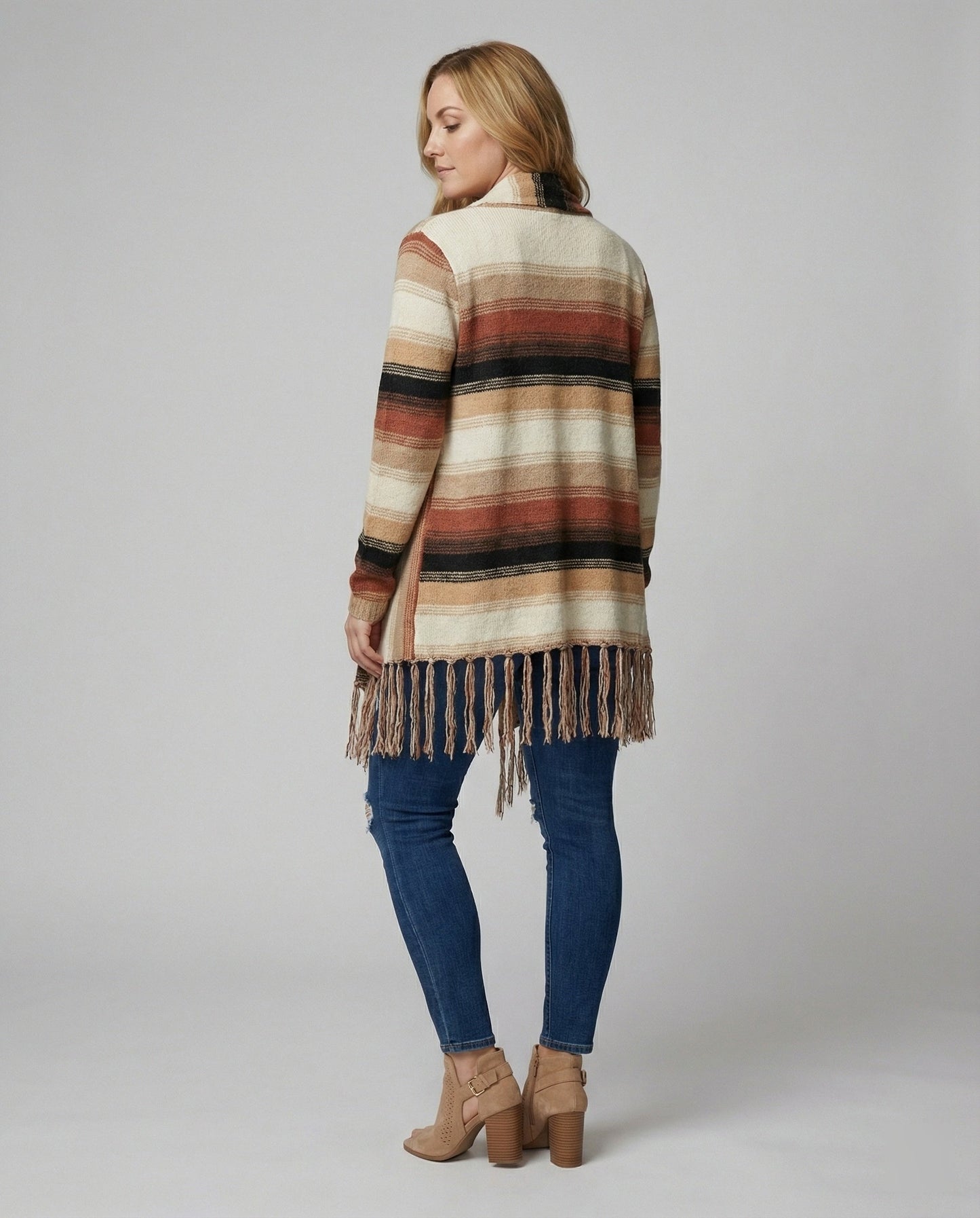 Streifige Poncho Weste Schick Modisch Damenschal