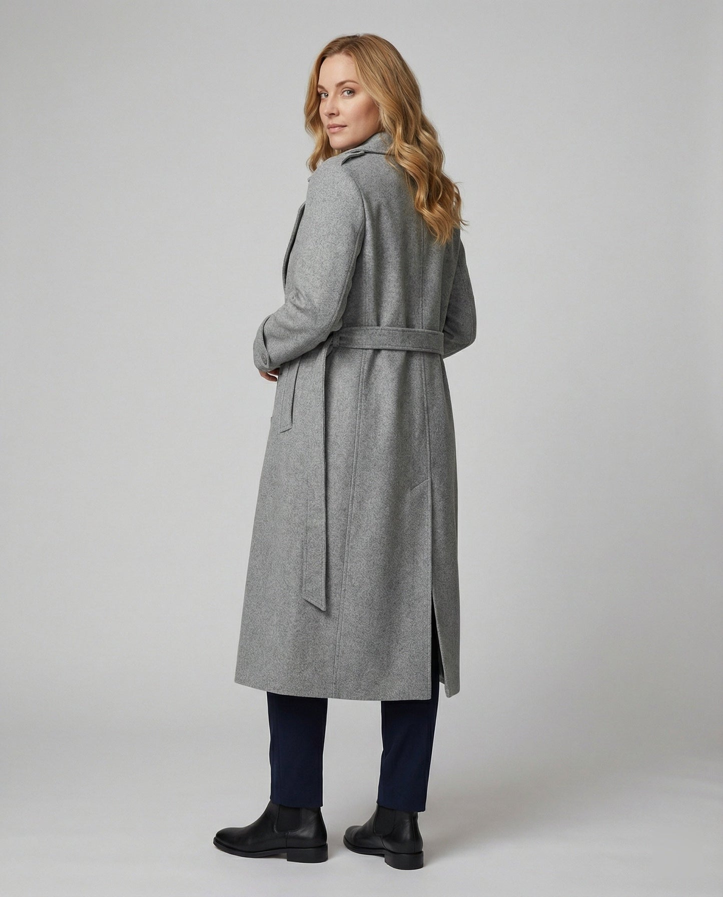 Damen Überwurf Eleganter Langcoat mit Doppelknoten