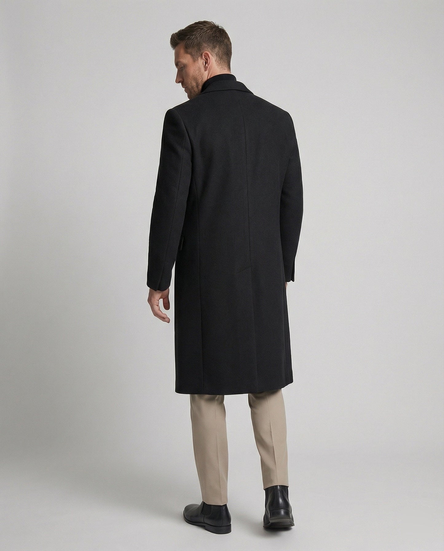 Eleganter Herren Langmantel Schwarz Modern