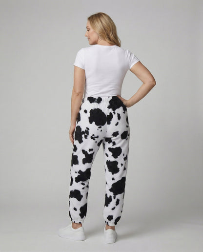 Damen Hose Cowprint elastisch mit Bund und Bündchen