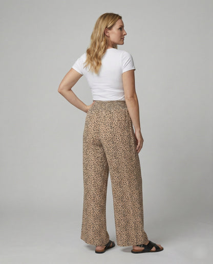 Weite Damen Leinenhose Elastischer Bund Lässiger Schnitt