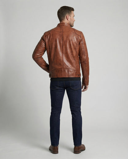 Herren Lederjacke Echtleder Schwarz Hochwertig