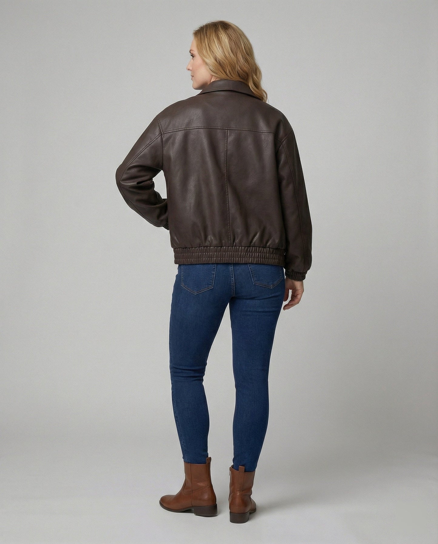 Damen Lederjacke Metallic Glanz Schwarz