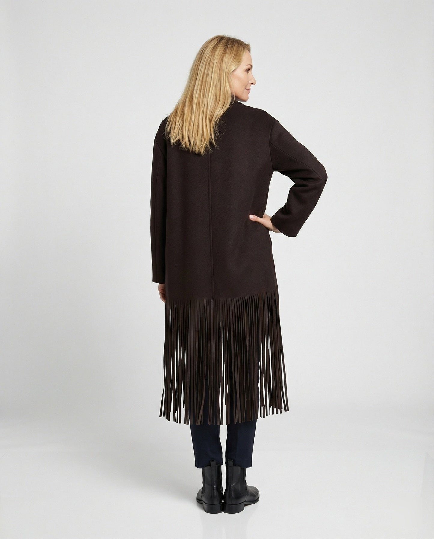 Damen Überhemd Fransen Chic Modern