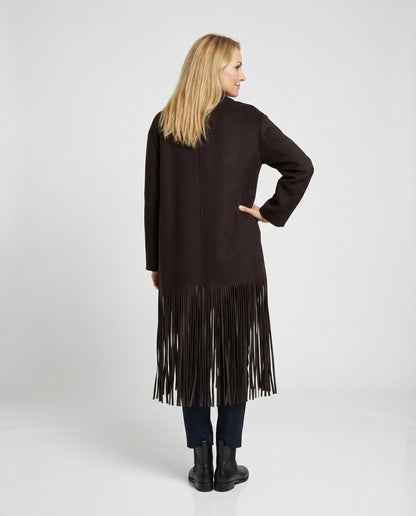 Damen Überhemd Fransen Chic Modern