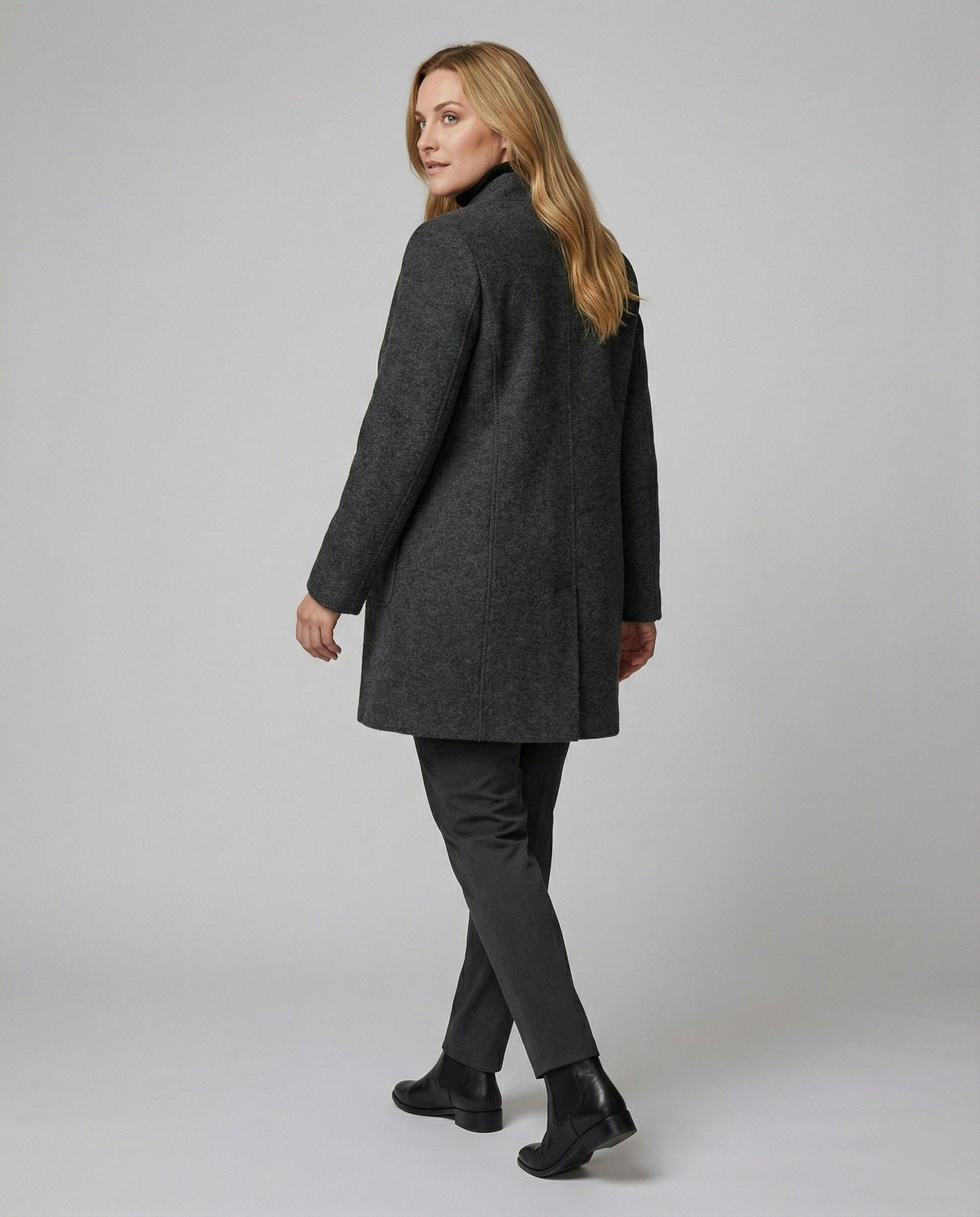 Hochkragenmantel Damen Modern Chic Schwarz