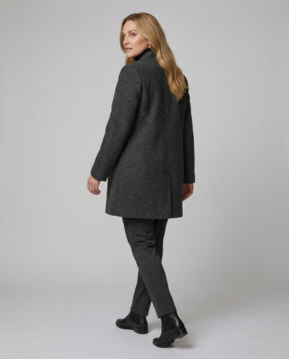 Hochkragenmantel Damen Modern Chic Schwarz