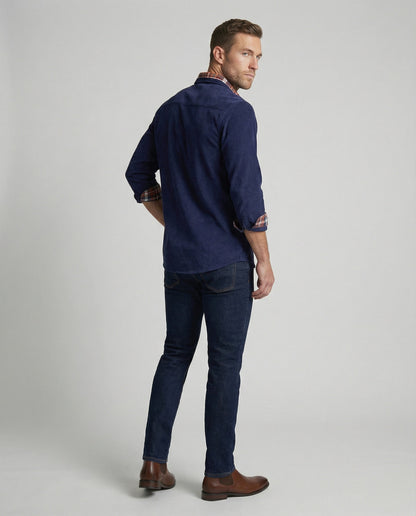 Herren Cordhemd Karomuster Bequem Modern