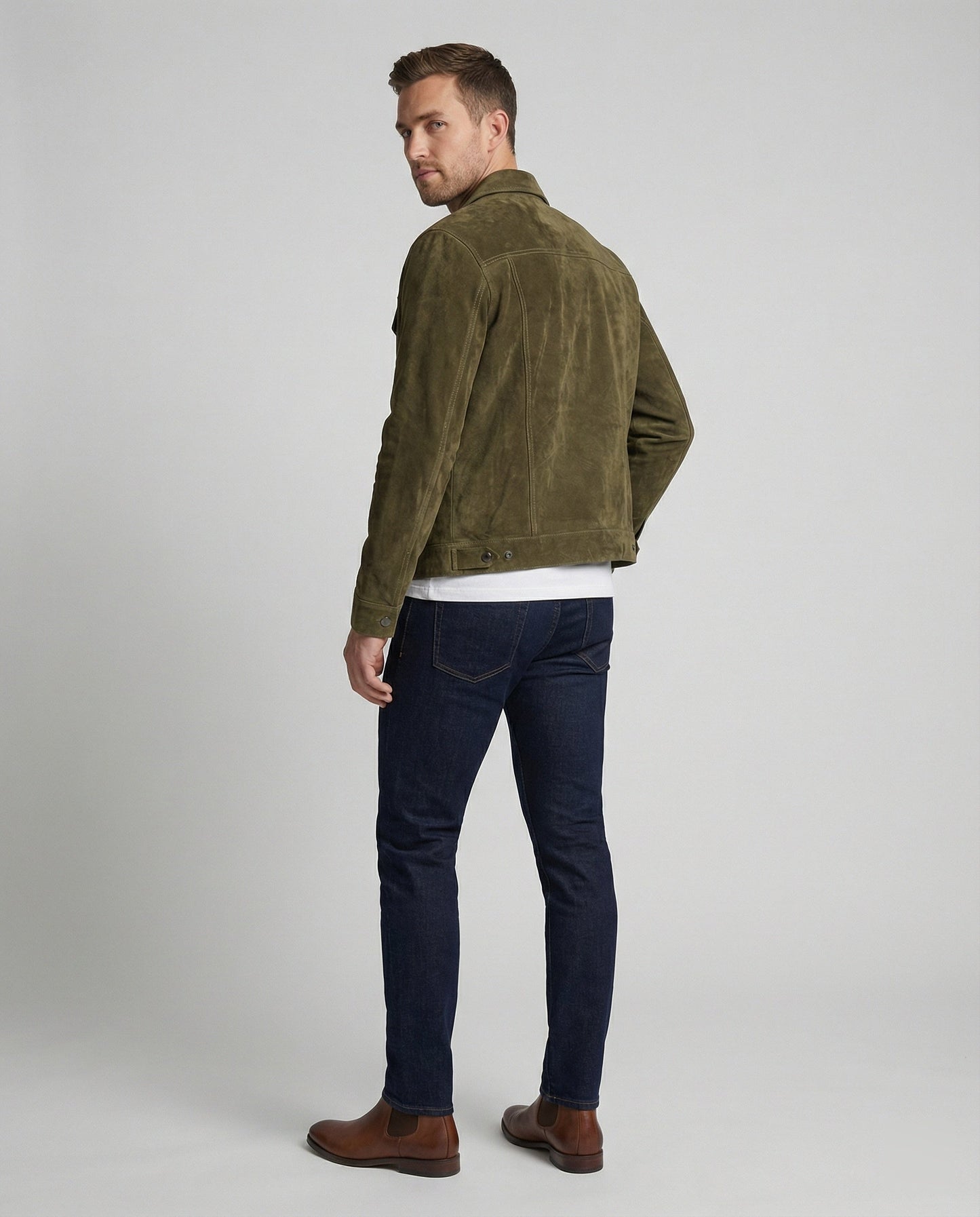 Ledermantel Herren Suede Lederjacke Pattentaschen