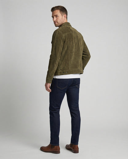 Ledermantel Herren Suede Lederjacke Pattentaschen
