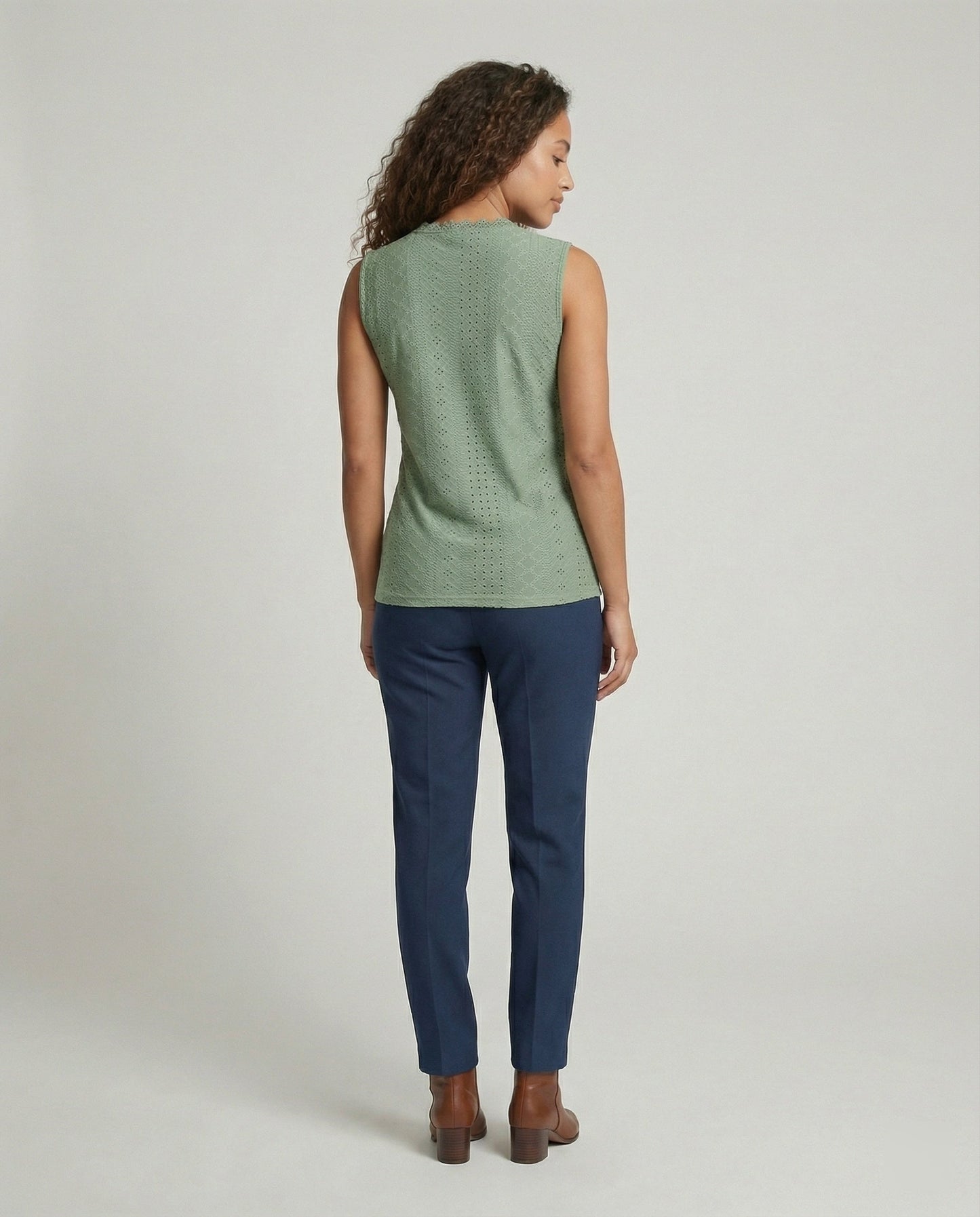 Damen Top Baumwolle Lochstickerei Elegant