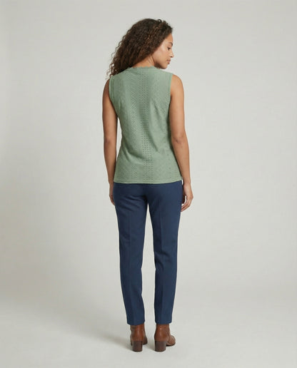 Damen Top Baumwolle Lochstickerei Elegant