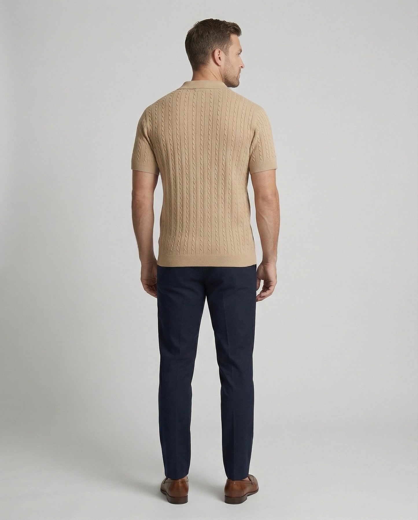 Herren Strickhemd Kurzarm Modern Leicht - BerlinGlamour