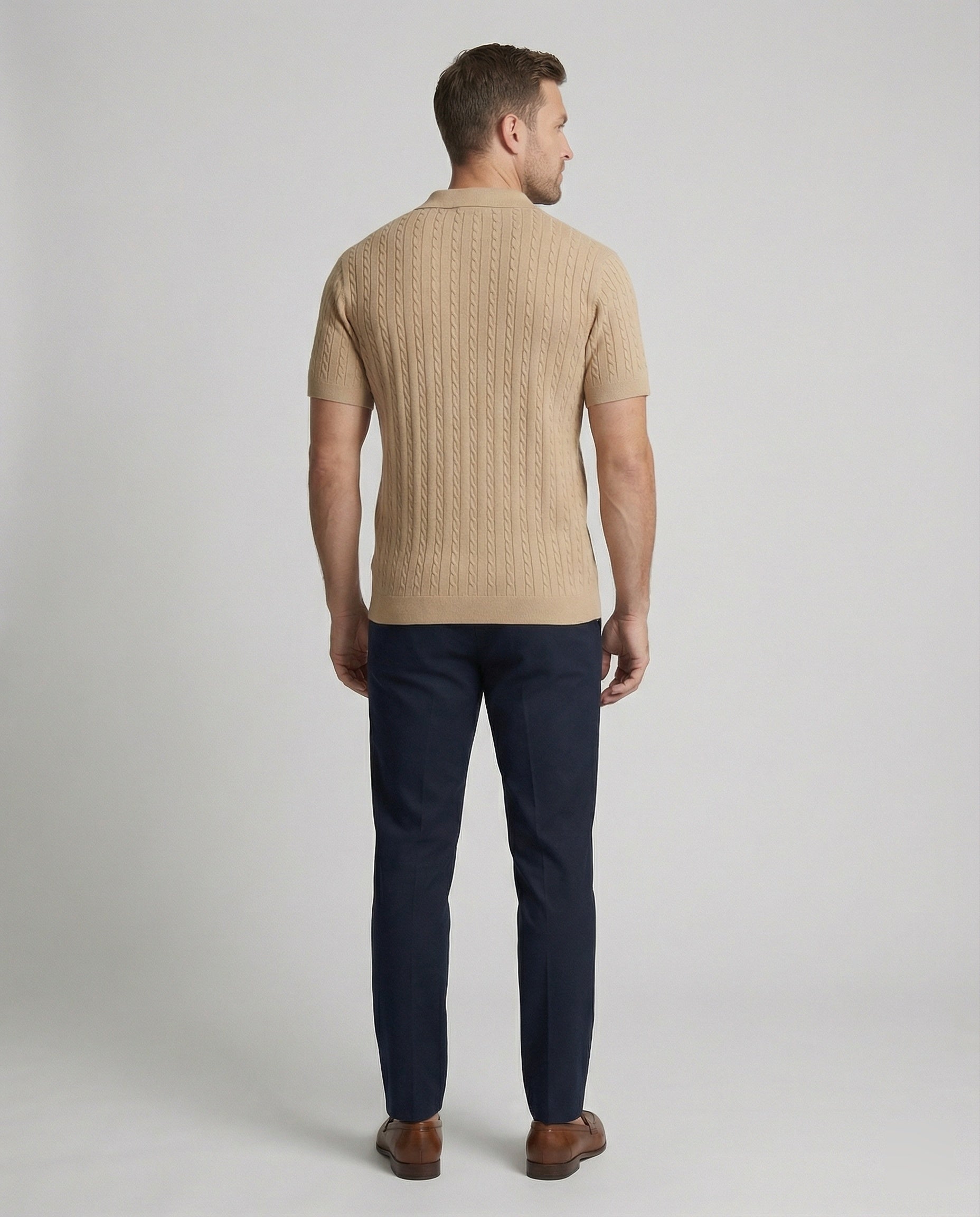 Herren Strickhemd Kurzarm Modern Leicht - BerlinGlamour