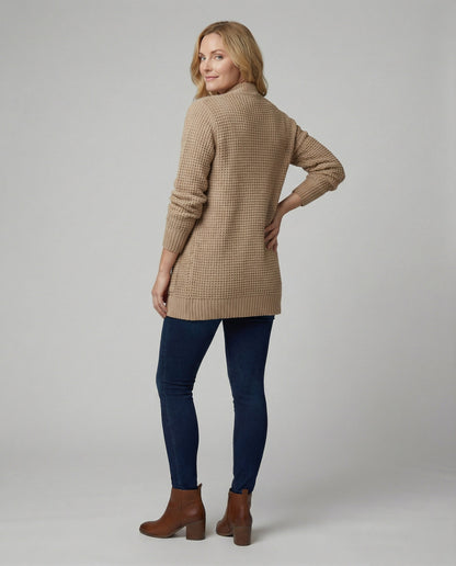Strickjacke Weich Lange Ärmel Offen Vorne Mit Taschen
