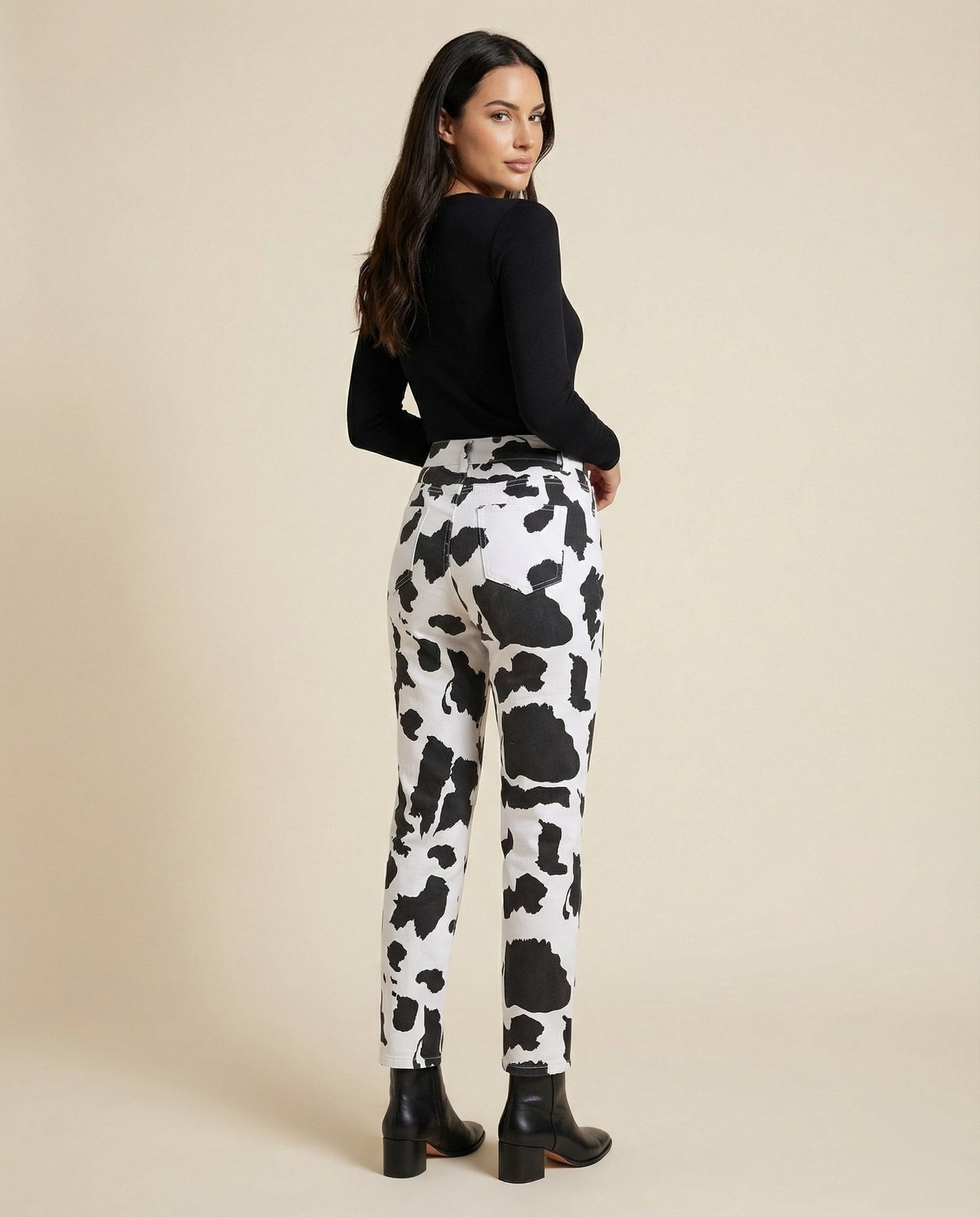 Damen Jeans Kuhmuster Trendig Größe 36-42