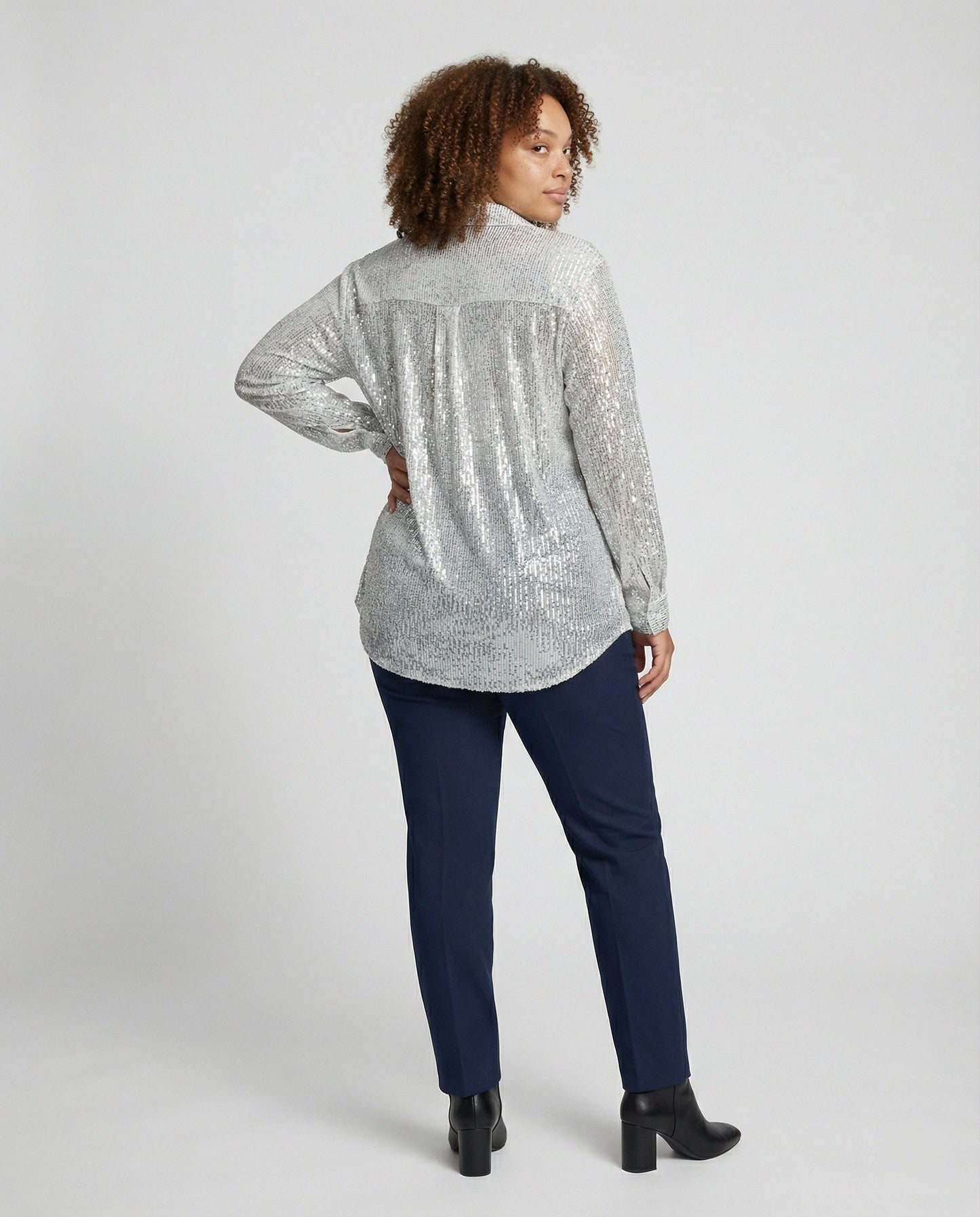 Damen Bluse Glitzernd Transparent mit Pailletten