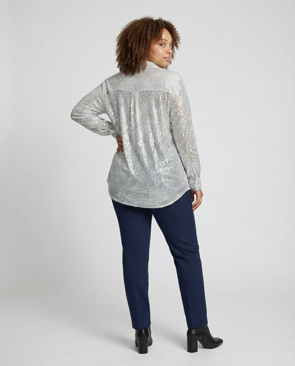 Damen Bluse Glitzernd Transparent mit Pailletten