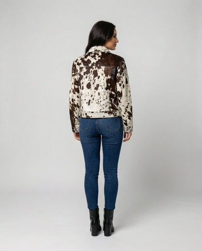 Lederjacke Damen Wildleder Tierprint Trendy Modern - BerlinGlamour