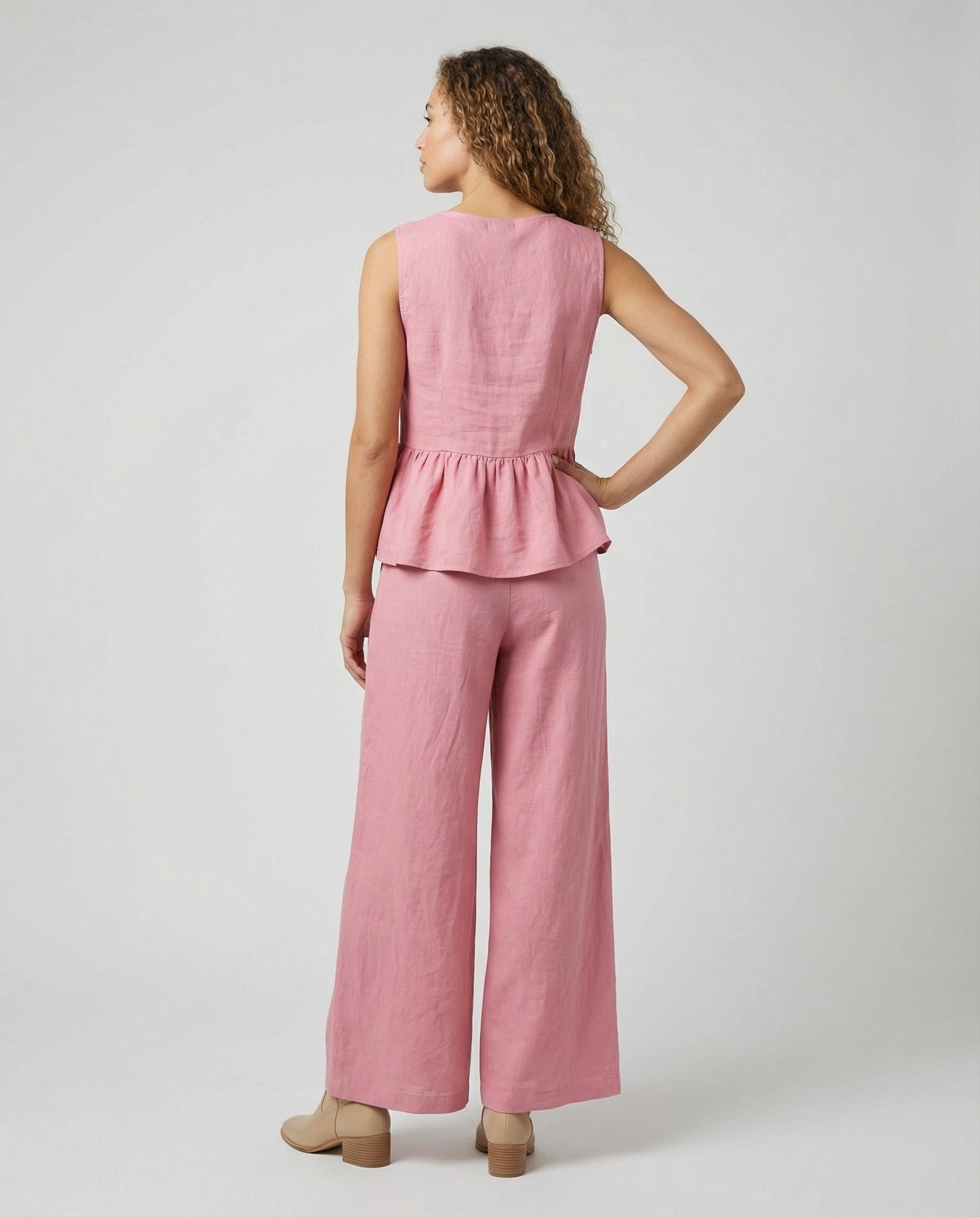 Elegante Damen Leinenhosenanzug Moderner Businesslook