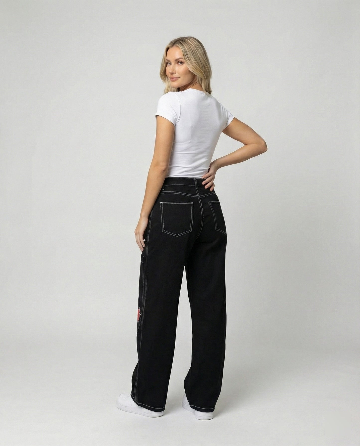 Bequeme Baggy Jeans Denim Lässig Weite Passform