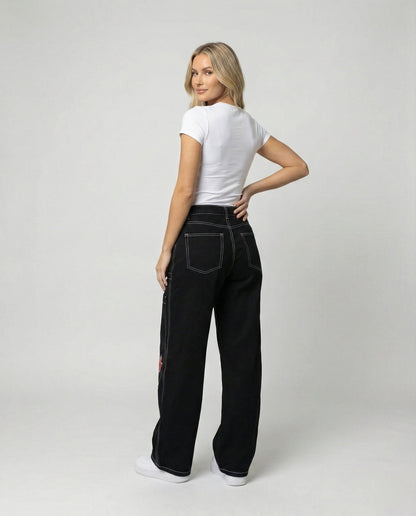Bequeme Baggy Jeans Denim Lässig Weite Passform