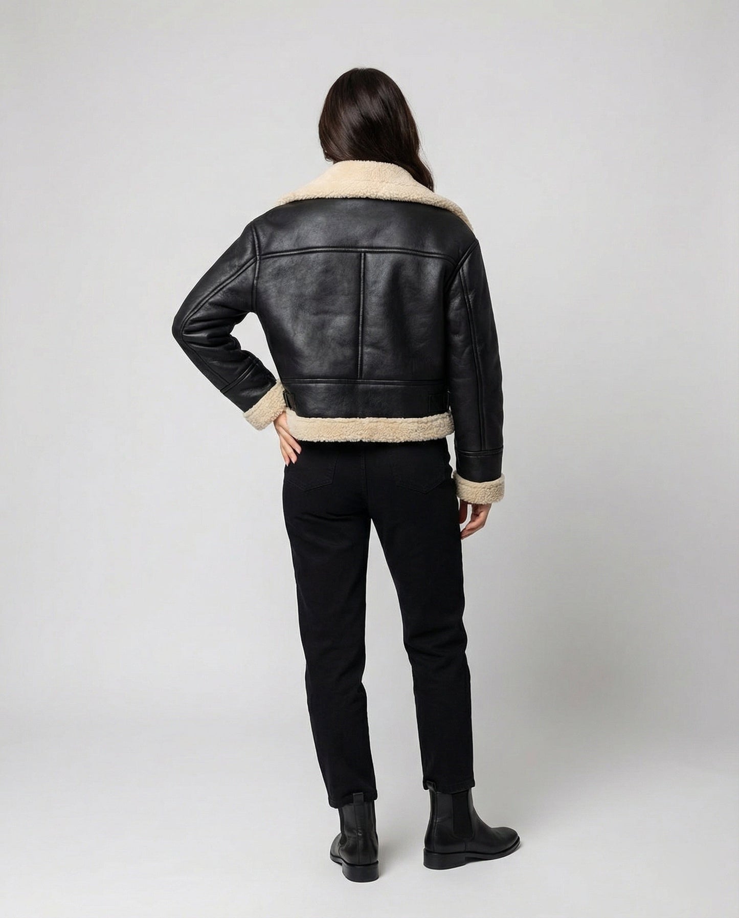 Leder Bikerjacke Kurz Schnitt Frauen