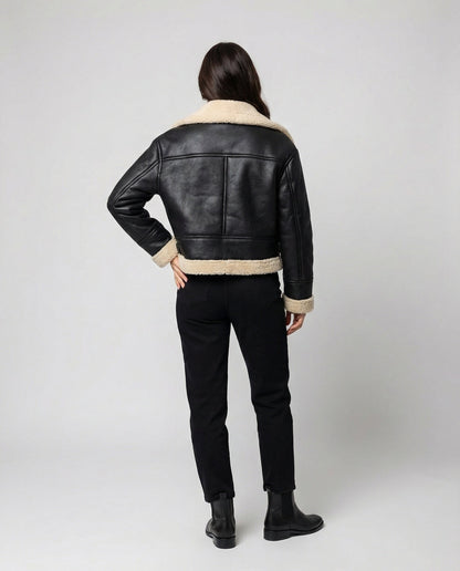 Leder Bikerjacke Kurz Schnitt Frauen