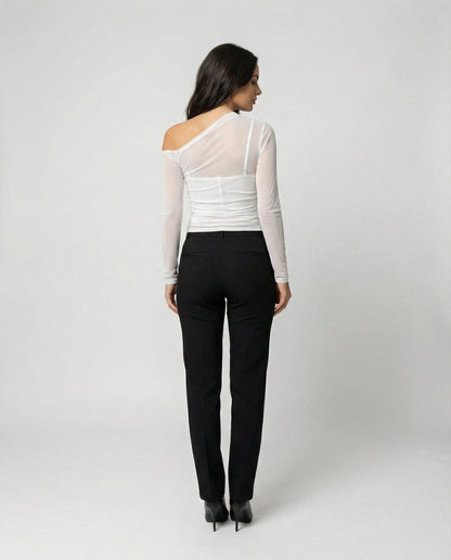 Damen Oberteil Asymmetrisch Schulterfreies Top Elegant
