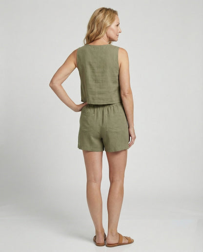 Damen Zweiteiler Kurzoberteil Sommer Set