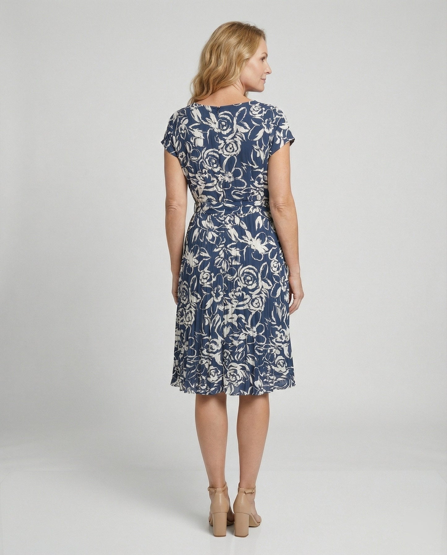 Damenkleid Blumenmuster Sommer mit Gürtel