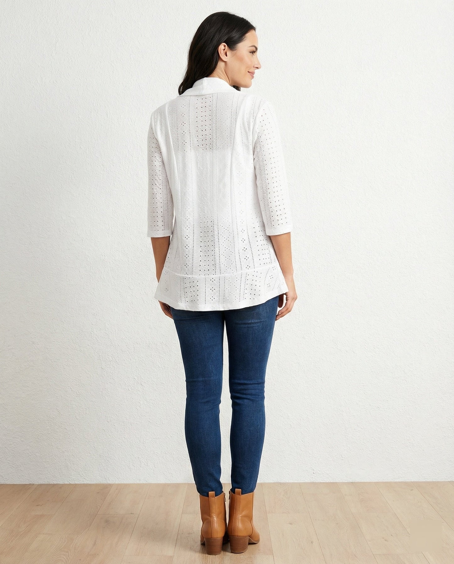 Damen Blazerjacke Elegant Tailliert Mit Lochmuster