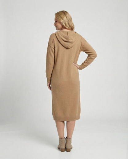 Damen Hoodie-Kleid Weich Kapuzenkleid mit Knöpfen Damenmode