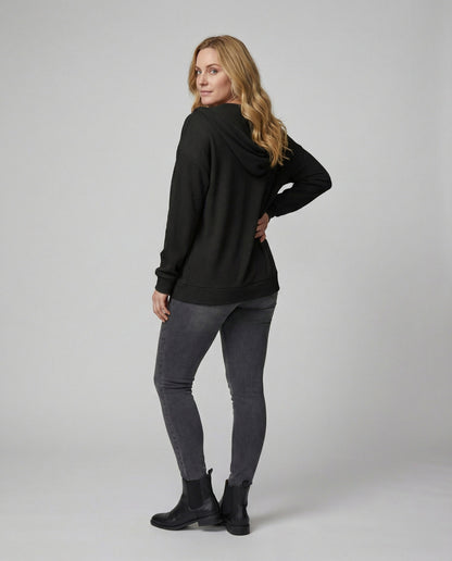 Damen Hoodie Jacke Lässig Waffle Mit Reißverschluss