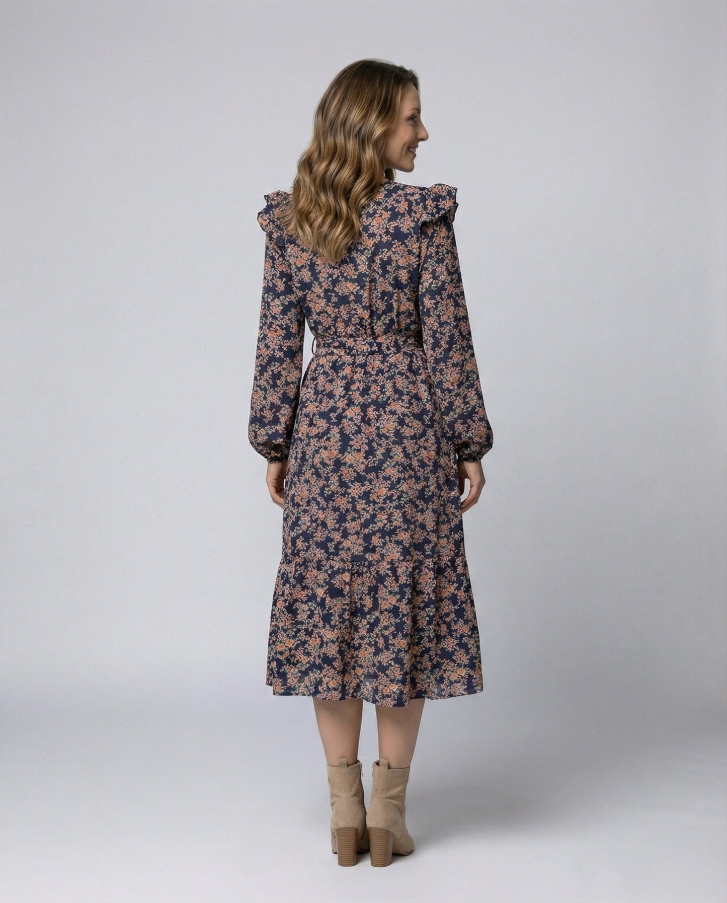 Damenkleid Bluse mit Blumenmuster und taillierbarem Gürtel Elegant - BerlinGlamour
