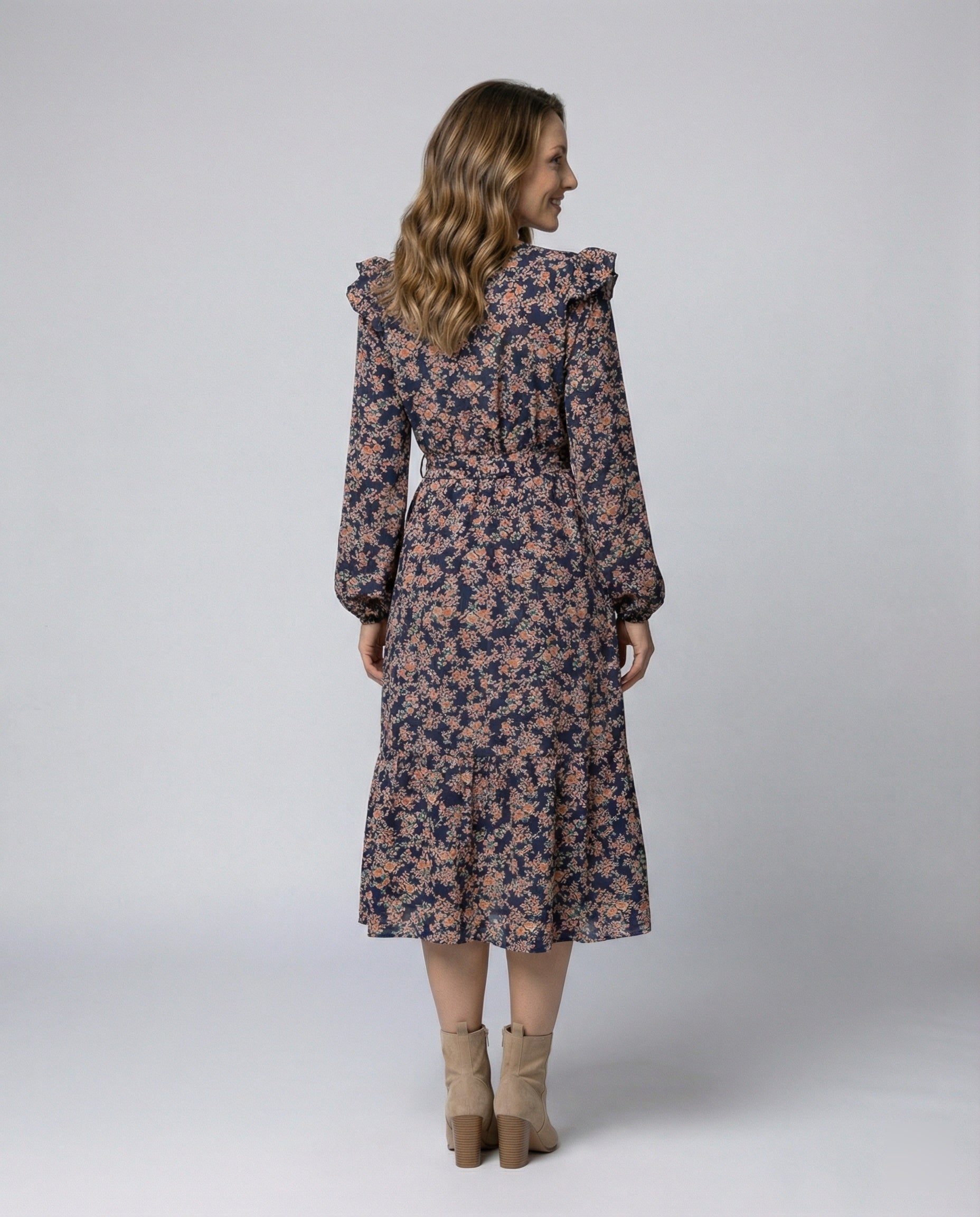 Damenkleid Bluse mit Blumenmuster und taillierbarem Gürtel Elegant - BerlinGlamour