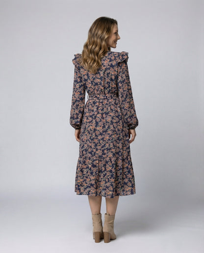 Damenkleid Bluse mit Blumenmuster und taillierbarem Gürtel Elegant - BerlinGlamour