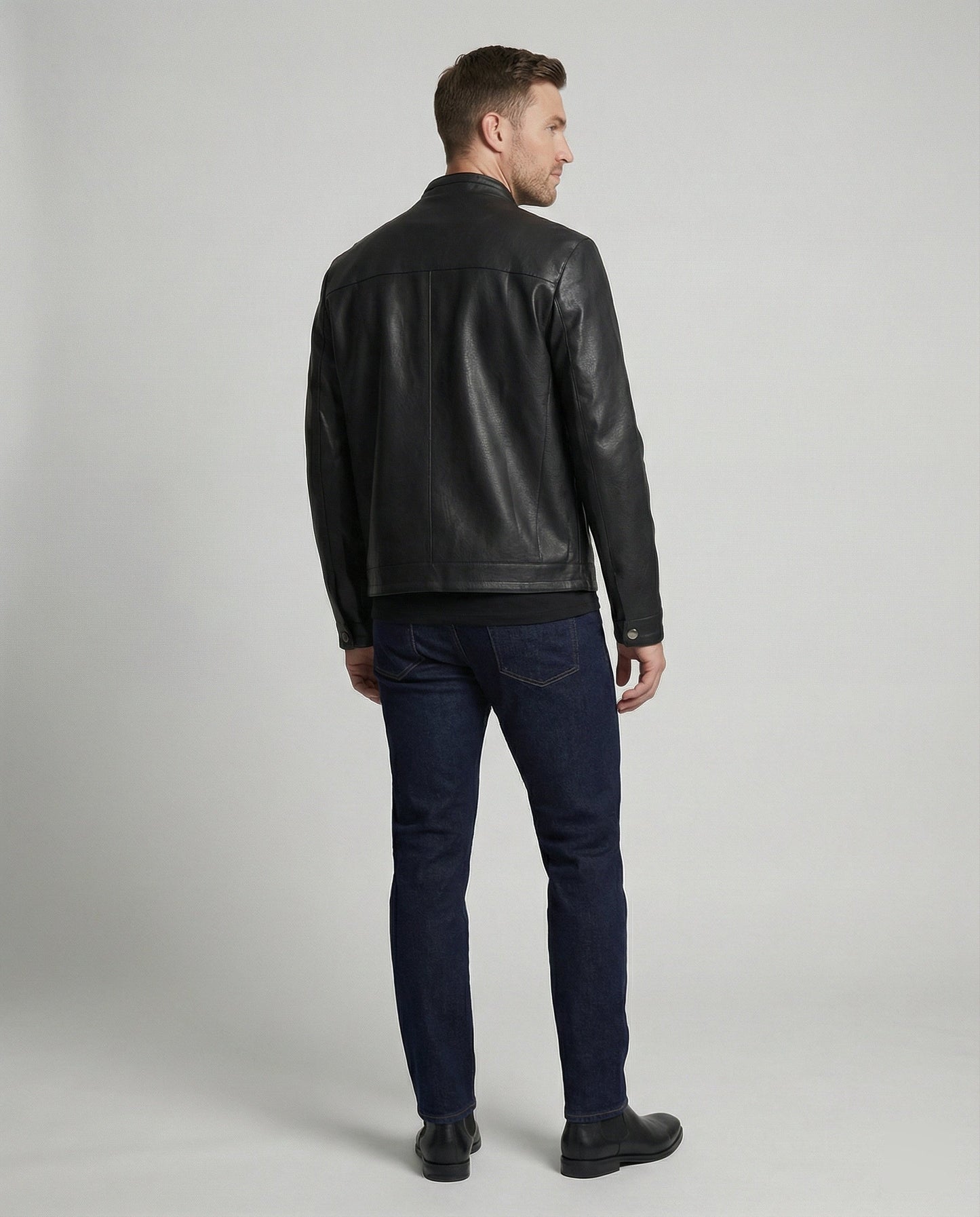 Herren Lederjacke Modern Geschnitten Elegantes Design